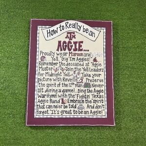 Vintage Texas A&M Decor Canvas Print "How To Be An Aggie" TAMU Art Y2K Reveille